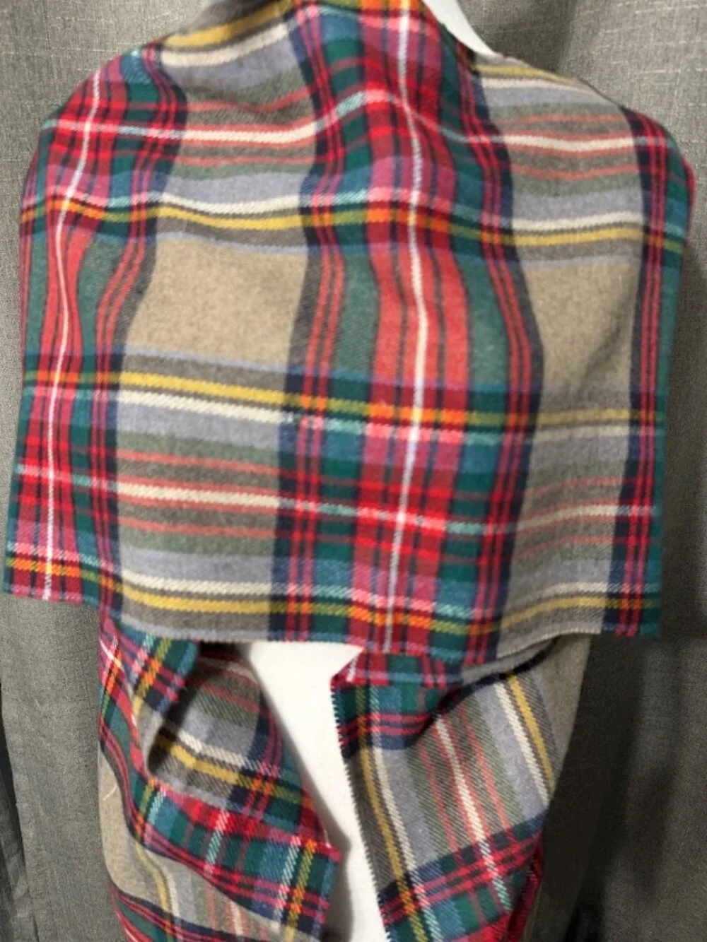 Red Green Plaid Tartan Scarf Fringe Wrap Women’s Winter Shawl